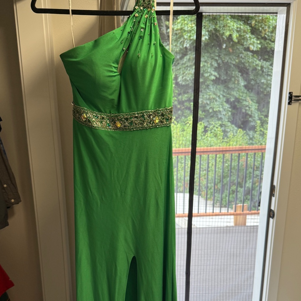 Elegant Green Halter Gown